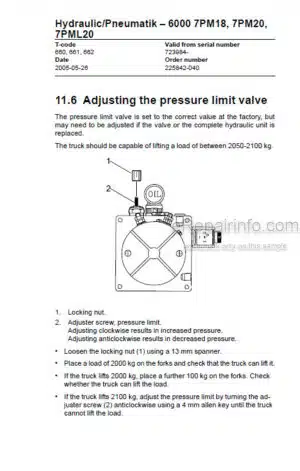 Photo 6 - Toyota 7PM18 7PM20 7PML20 Service Manual Powered Pallet Truck 222995-040 SN723984-