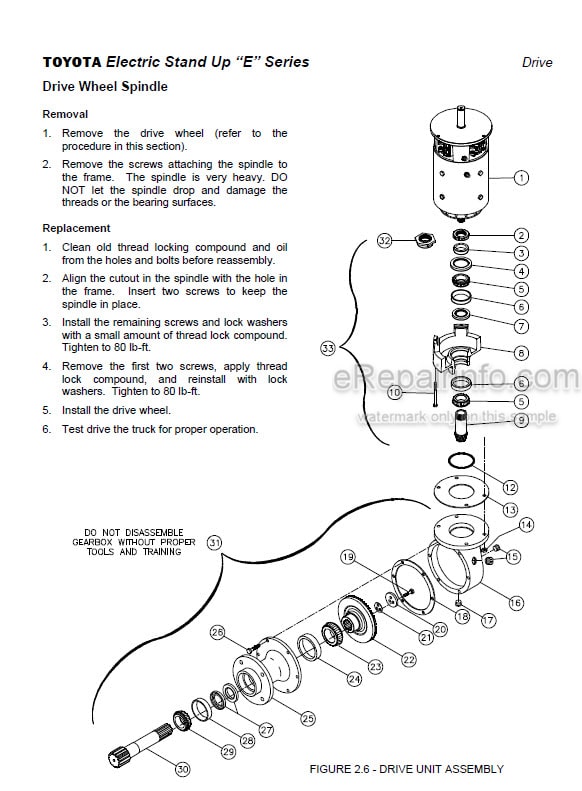 Photo 1 - Toyota E Series Service Manual Electric Stand Up Carrier