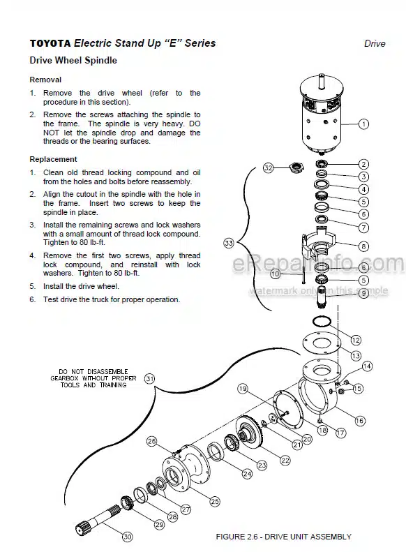 Photo 1 - Toyota E Series Service Manual Electric Stand Up Carrier
