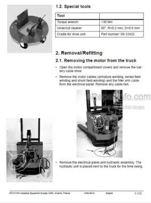 Photo 6 - Toyota SP10 SP10S PP13 Service Manual Pallet Truck 242330-040 SN904526- SN914369-