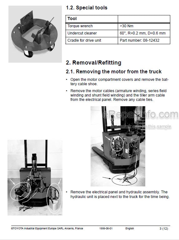 Photo 1 - Toyota SM10 To SM12S Master Service Manual Pallet Truck 168568-040