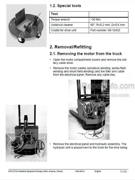 Photo 1 - Toyota SM10 To SM12S Master Service Manual Pallet Truck 168568-040